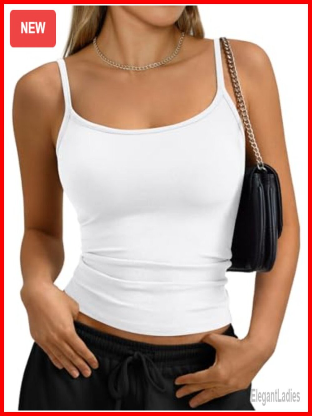 Slim Fit Adjustable Strap Scoop Neck Camisole Tank Top